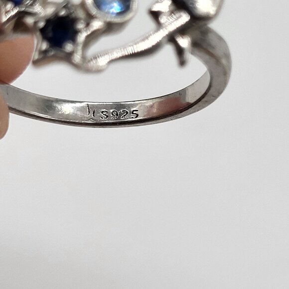 Sterling Silver 925 Fairy Fantasy Stars Rhinestone Ring SZ 6.25 - Picture 5 of 10